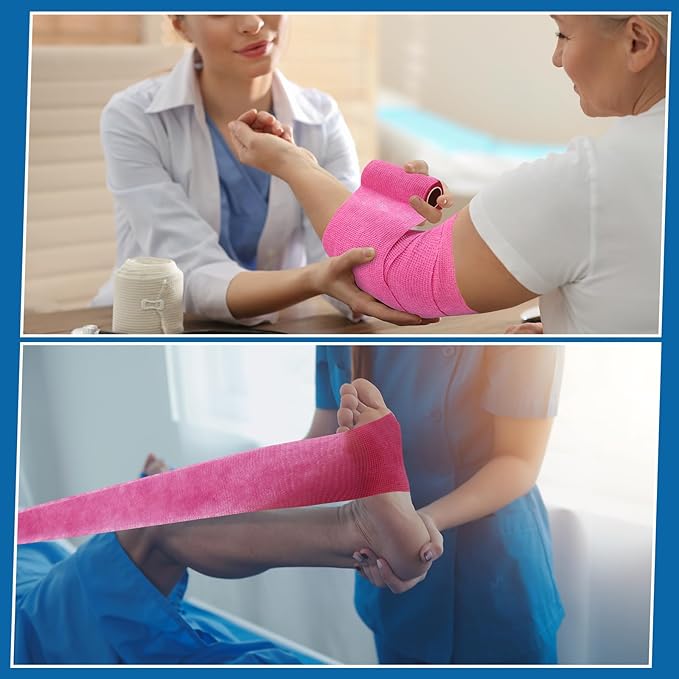 Treela 36 Pcs Self Adherent Bandage 4" X 5 Yard Wrap Breathable Cohesive Bandage Elastic Adhesive Tape for Stretch Athletic Sports Wrist Ankle(Light Color)