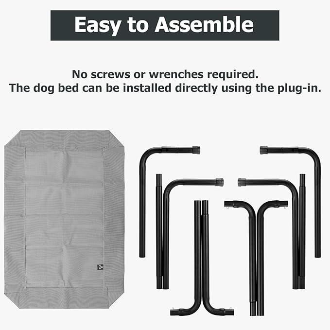 Elevated Dog Bed for Outdoor, Medium Raised Dogs Cot for Training, Cooling Pet Beds with Washable Mesh, Indestructible Lifted Platform for Outside Camping, 35 inch Grey