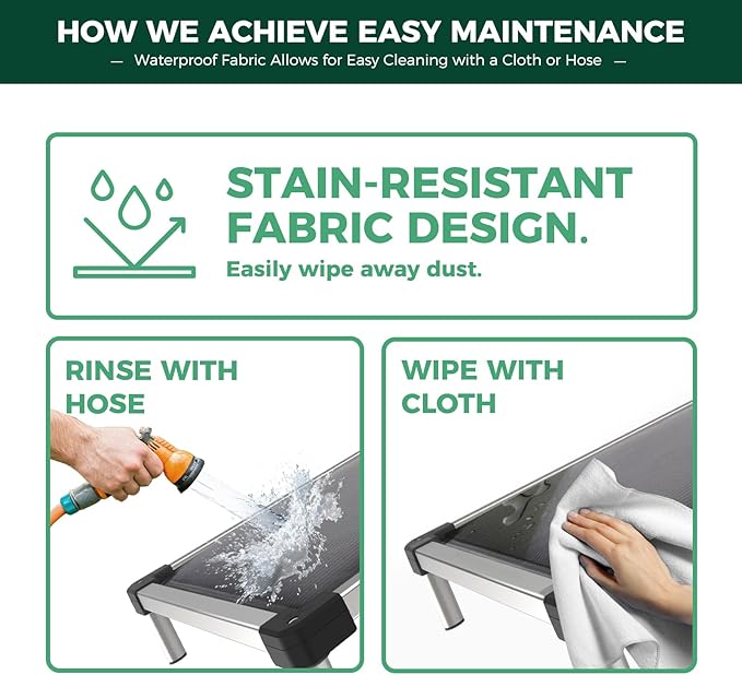 FXW TitanNest Chew-Proof Elevated Dog Bed, Raised Cot for Indoor/Outdoor/Camping Use, Durable & Washable Padded Pet Bed for Medium Dogs, 42.0" L x 27.0" W x 5.0" H, Gray