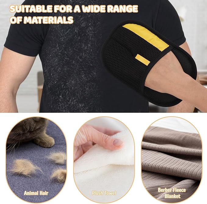 2 Pcs Pet Hair Remover Gloves, Reusable Electrostatic Hair Removal Glove