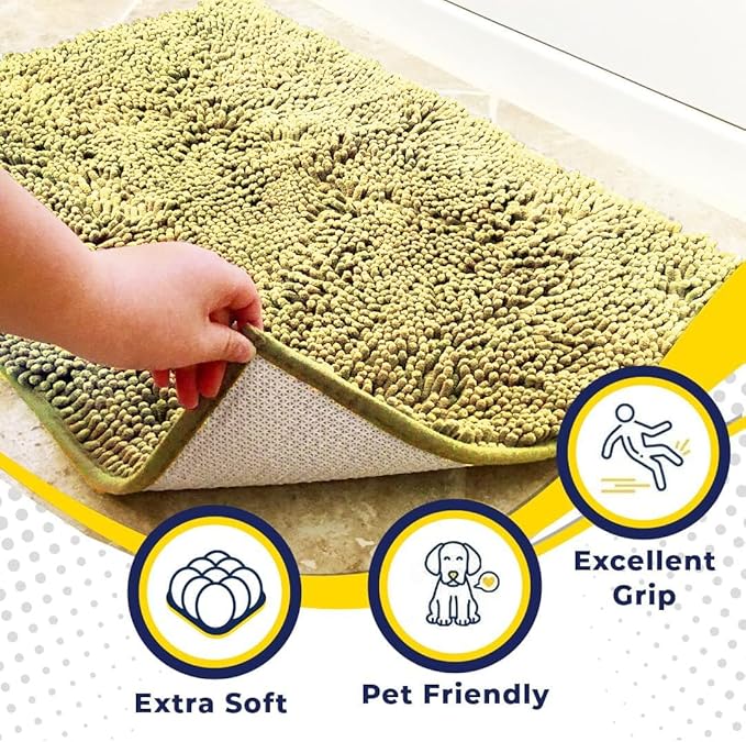 Muddy Mat® Original Dog Door Mat for Muddy Paws, Super Absorbent Microfiber, Non-Slip Washable Pet Rug, Quick Dry Chenille Entryway Carpet, Machine Washable Indoor Outdoor mat, Yellow 19"x30"