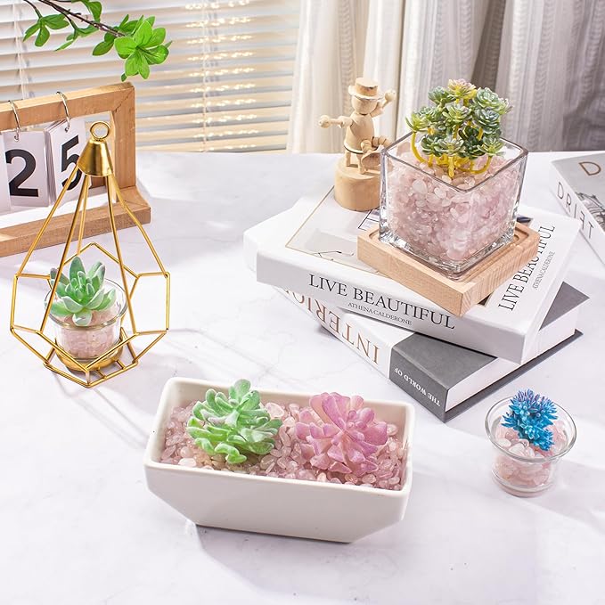 0.5 Lb/230g Rose Quartz Crystal Aquarium Gravel Rocks, Natural Tumbled Healing Crystal Chips Bulk Natural Crushed Stones for Crafts|Fish Turtle Tank|Home Decoration - 7-9mm