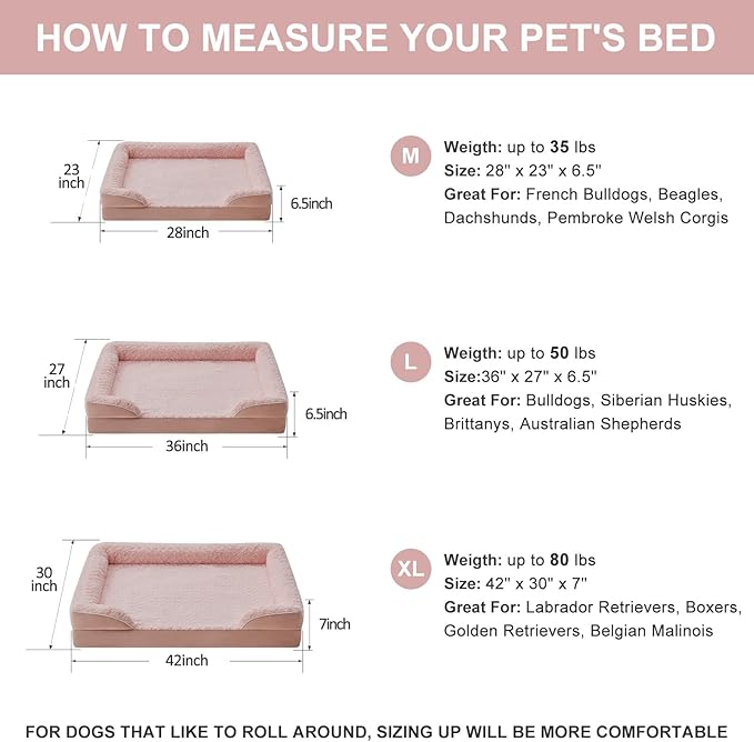 WNPETHOME Dog Beds for Large Sized Dogs, Washable Orthopedic Dog Couch Sofa Bed with Waterproof Lining & Non-Skid Bottom for Pet Sleeping