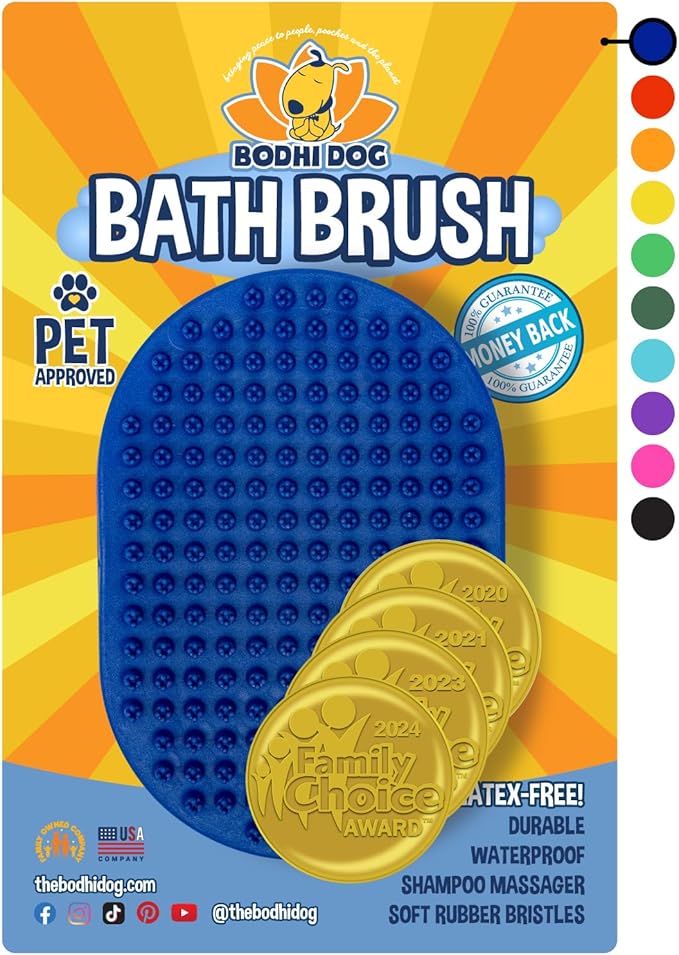 Bodhi Dog Shampoo Brush - Pet Grooming & Bath Supplies for Dogs and Cats - Bath Brush for Long & Short Hair - Premium Scrubber for Shower, Bathing & Massage (One Pack, Blue)
