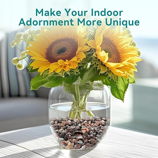 2.5lbs Terrarium Rocks for Pots Indoor, Succulent, Cactus, Bamboo, Bonsai Tree, 1/5 Inch Rocks for Planters Drainage, Mixed Color Small Lava Rocks for Top-Dressing