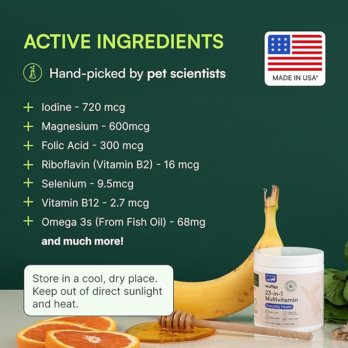 Wuffes 23-in-1 Chewable Dog Multivitamin&Supplements Bundle - Dog Multivitamin for Small&Large Breed - 2 Pack - 60 Count