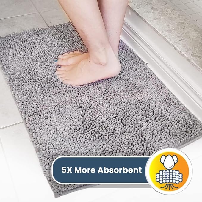 Muddy Mat® Original Dog Door Mat for Muddy Paws, Super Absorbent Microfiber, Non-Slip Washable Pet Rug, Quick Dry Chenille Entryway Carpet, Machine Washable Indoor Outdoor mat, Grey 24"x96"