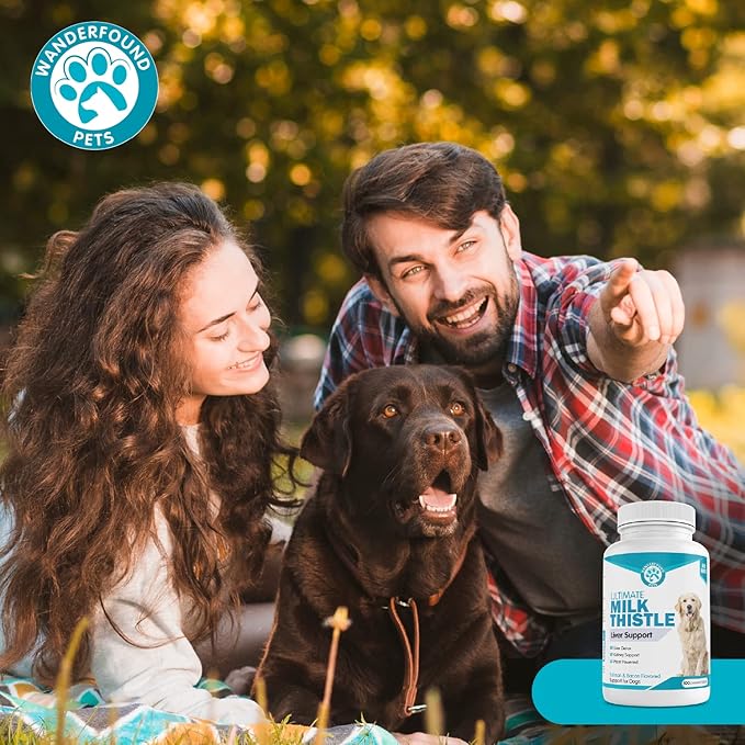 Wanderfound Pets Milk Thistle for Dogs – Tasty Salmon & Bacon Flavored Natural Liver Support for Pets – Kidney Cleanse Detox & Repair Formula Manufactured in The USA – 100 Chewable Tablets