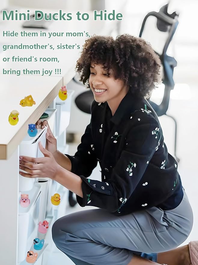 36 Types Luminous Mini Resin Ducks, Plastic Little Ducks to Hide Prank, Small Ducks Figures for Fairy Garden, Dollhouse,Terrariums, Potted, Cake Topper, Miniature Landscape Ornament.