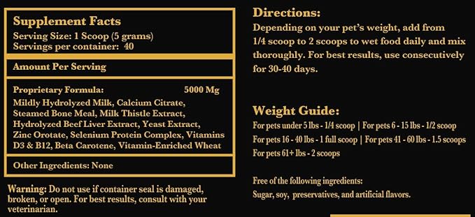 Nursing Supplement and Vitamins for Nursing Dogs and Cats - Nursing, Lactation and Recovery Supplement for Breeders - Muscle & Mental Development for Puppies and Kittens - 200g