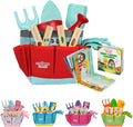 Matching Board Book - Red Kids Gardening Tools Set Includes Sturdy Tote Bag, Watering Can, Shovel, Rake, and Trowel - Garden Storybook - Kids Garden Tools- Easter Gifts for Toddler Age on up.