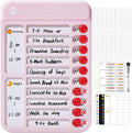 Chore Chart for Kids, Visual Schedule for Kids with Autism, Chart Board with 6 Reusable Sheets, Routine Chart Dry Erase Board for Kids, Magnetic Chore Chart for Fridge, Desk, Home - Pink