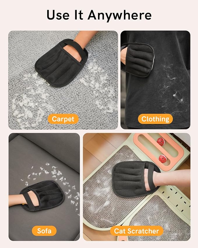 2025 Newly Upgraded Pet Hair Removal Gloves for Cats & Dogs, Electrostatic Grooming Gloves for Pet Hair, Five-Finger Reusable Pet Hair Remover Tool for Clothes, Bed, Couch, Carpet, 3 Pcs