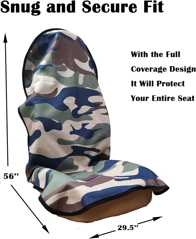 Car Seat Cover Protector Front Seats,for Gym Workout,Running,Swimming,Beach and Hiking,Waterproof Sweat Towel Bucket Seat Covers for Cars SUV Trucks (Camouflage, 2Pcs)