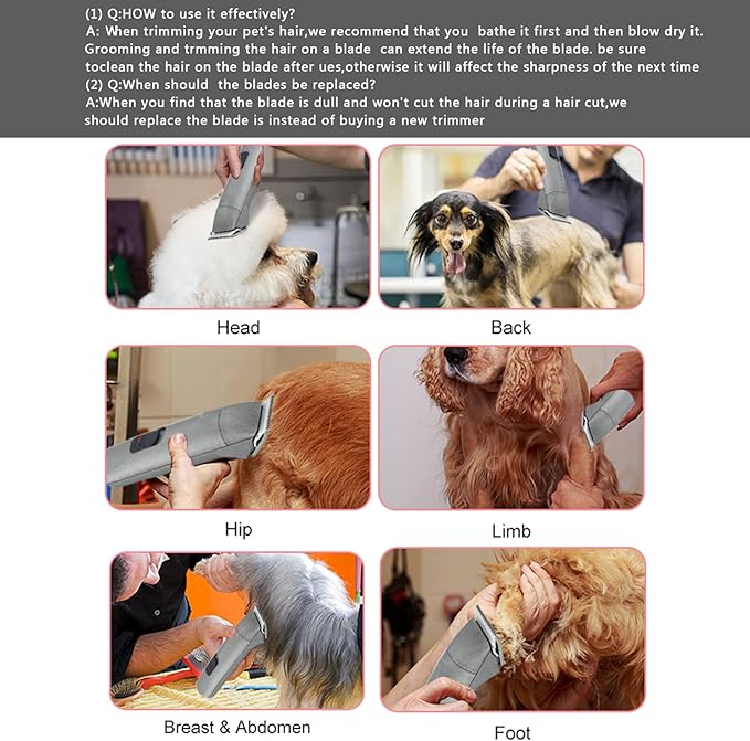 2PC 5FC Blade Dog Grooming Clipper Replacement Blades Compatible with Andis Dog Clippers,Detachable Ceramic Blade & Stainless Steel Blade,Size-5 FC 1/4-Inch Cut Length (64122)