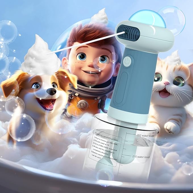 Electric Dog Shampoo Dispenser,IPX7 Cat Shampoo Sprayer,Pet Bath Supplies Automatic Foaming Shampoo Dispenser for Dog Deep Cleaing,Kitchen Sink，Bathroom Blue