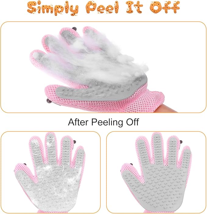 2 in 1 Pet Grooming Glove for Cats & Dogs, Efficient Deshedding Brush Pet Long Short Fur Removal Glove, Gentle Massaging Puppy Kitten Bathing Grooming Brush Tool, Easy Clean Floating Hair Mitt
