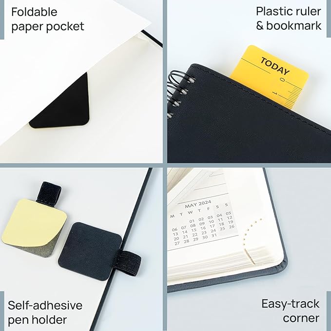 POPRUN 2026 Planner (Large - 8.5" x 10.5") with Hourly Schedule, Vertical Layout - 2026 Weekly Calendar (Jan. 2026 - Dec.2026) for Time Management, Monthly Tabs, Spiral Bound, Soft Cover - Brown