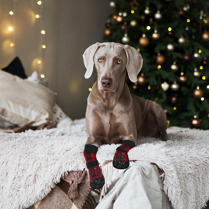 EXPAWLORER Anti-Slip Dog Socks-Double Sides Grips Traction Control on Hardwood Floor,Dog Shoes for Hot/Cold Pavement,Best Paw Protector,Prevents Licking,for Puppy Small Medium Large Senior Dogs