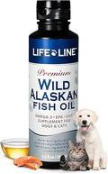 Life Line Pet Nutrition Wild Alaskan Fish Oil Omega-3 Supplement for Skin & Coat – Supports Brain, Eye & Heart Health in Dogs & Cats, 8.5oz