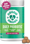 Doggie Dailies Probiotics for Dogs, Advanced Probiotics with Prebiotics, Promotes Digestive Health, Supports Immune System & Overall Health, Duck Flavor, 225 Chews