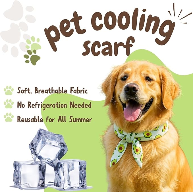 2pcs Cooling Scarf for Pets,Summer Cooling Scarves Keep Cats and Dogs Cool, Reused,Rrecycled,Suitable for Dogs (2pcs-Avocado)