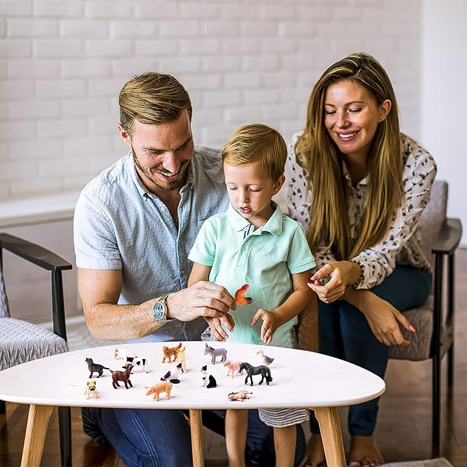 16Pcs Small Animals Figures, Realistic Farm Animals Toys for Cupcake Toppers, Learning Educational Toys, Birthday Party Favors Gift for Kids