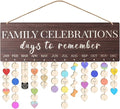 Family Birthday Calendar Board Wall Hanging with Tags, Family Birthday Plaque with Tag Wooden Memory Days Reminder Wall Hanging Home Décor Wood Anniversary Tracker with 104 Tags, Valentines Day Christmas Gifts for Lovers Friends (FAMILY CELEBRATIONS)