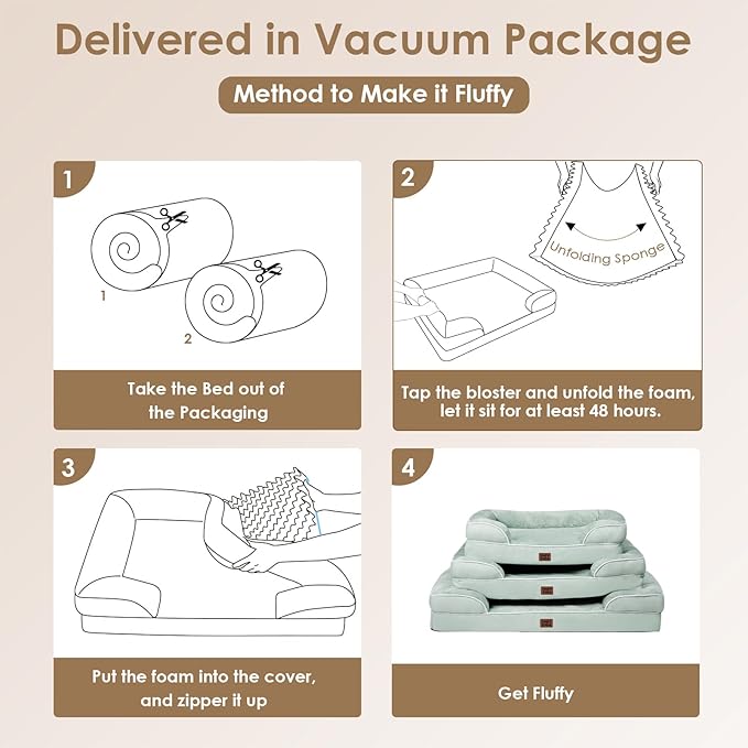 EHEYCIGA Orthopedic Dog Bed for Small Dogs, Waterproof Memory Foam Small Dog Beds with Sides, Non-Slip Bottom and Egg-Crate Foam Medium Pet Couch Bed with Washable Removable Cover, Sage Green