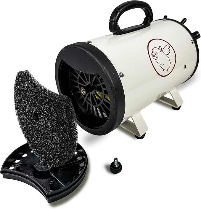 Flying Pig High Velocity Dog Pet Grooming Dryer w/Heater (Flying One, White w/Burgundy Logo)