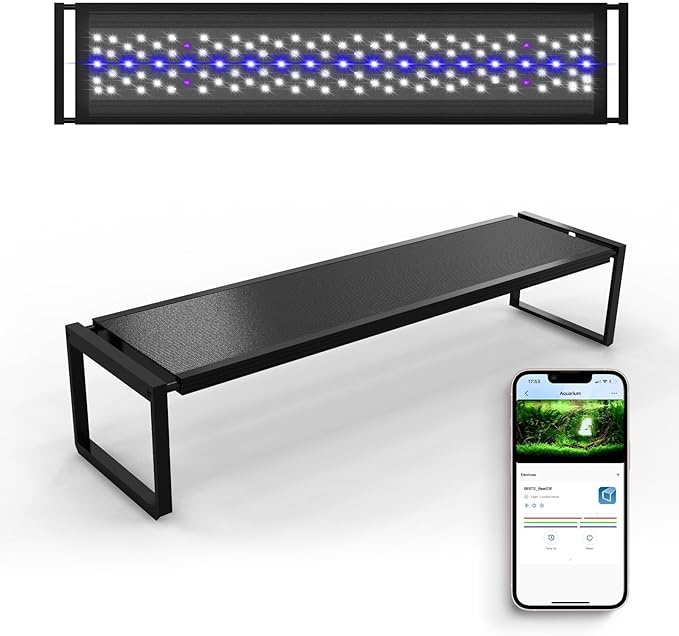 FZONE LED Aquarium Light with APP Control, Full Spectrum for 47-55" Planted Aquariums, Timer Sunrise/Sunset,72W (Light 120)