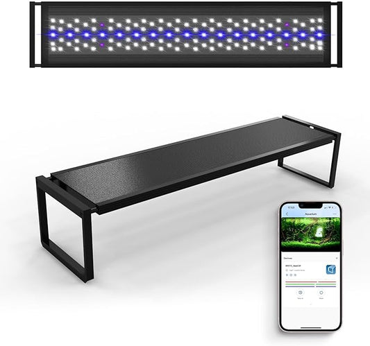 FZONE LED Aquarium Light with APP Control, Full Spectrum for 35-43" Planted Aquariums, Timer Sunrise/Sunset,60W (Light 90)