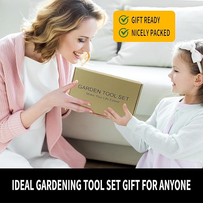 20-Piece Gardening Tools with Fashion and Durable Storage Bag - Heavy Duty Garden Tools Stainless Steel Rust-Proof Ergonomic Garden Tool Set - Ideal Gifts for Women and Men - Portable Gardening Kit