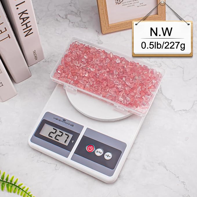 0.5 Lb/230g Watermelon Red Crushed Stone Crystal Chips Bulk, Tumbled Healing Crystal Chips Natural Gemstones Crushed Stones Decorative Vase Fillers Aquarium Gravel Rocks, 5-7mm