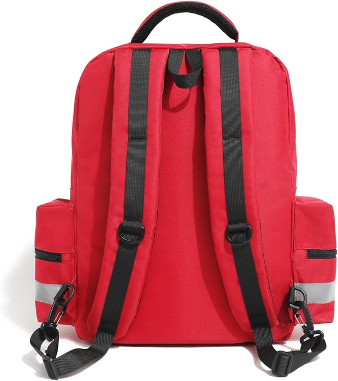 Red Medicine Backpack for School Empty First Aid Bag for Trauma Medication Safety Backpack Travel Paramedic Bag EMS EMT for Nurse Responder(bag only)