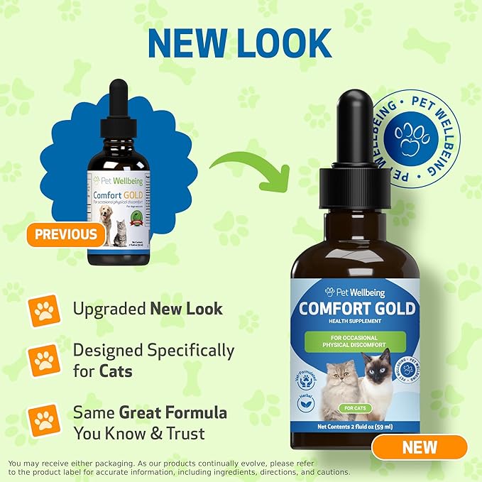 Pet Wellbeing Comfort Gold for Cats - Supports Feline Physical Comfort, Healthy Circulation, Corydalis, Turmeric - Veterinarian-Formulated Herbal Supplement 2 oz (59 ml)