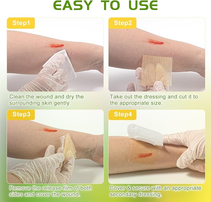 Manuka Honey Gauze Dressing 2"x2" Pack of 10, Manuka Honey Wound Care Bandage for Cuts, Scalds and Burns, Wound Dressing Products