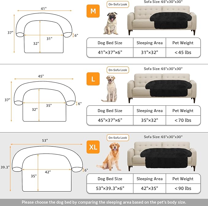 GGIB Calming Dog Bed Fluffy Plush Dog Mat for Furniture Protector with Removable Washable Cover for Large Medium Small Dogs and Cats (Extra Large (53x39.3x6), Black)