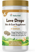 NaturVet Love Drops Plus Omegas Skin & Coat Supplement for Dogs and Cats – for Dog Skin, Cat Coats – Includes Brewer’s Dried Yeast, Omega-3, Omega-6 – Peanut Butter Flavor – 200 Ct.