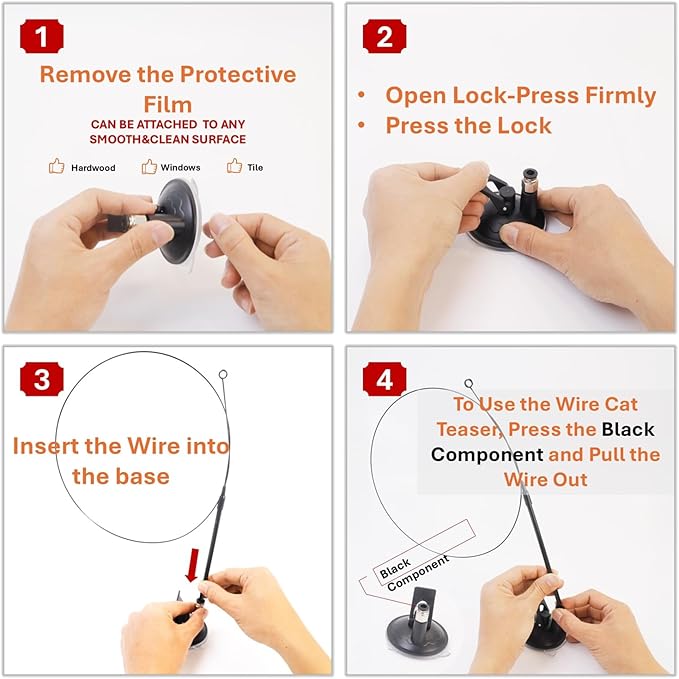 12PCS Interactive Cat Feather Wand Toy Set – 11 Bird & Feather Teaser Refills with Bells + Flexible Suction Cup Wand – Realistic Bird Design, Natural Materials, Indoor Cat Toys for Exercise & Play