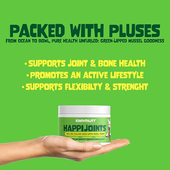 Green Lipped Mussel Powder for Dogs & Cats - Premium Hip & Joint Support for Joints, Tendons, Ligaments (100 Grams, Up to 300 Servings)