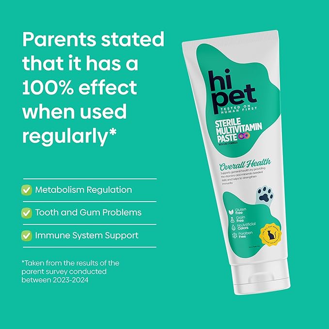 Hi Pet Multivitamin Cat Malt, Cat Treats Lickable, Supports Immune System, Metabolism, Dental Health, Weight Control, Iron for Cats, 2.65 Oz (Pack of 6)