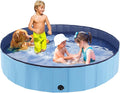 Foldable Dog Bath Swimming Pool Plastic Kiddie Pool Professional Tub Collapsible Grooming Bathtub for Pets Kids Baby and Toddler, 87 x 12 Inches Blue