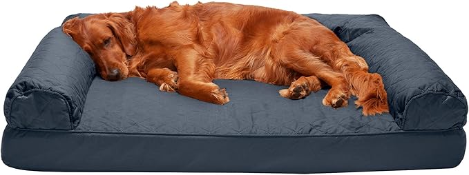 Furhaven Orthopedic Dog Bed for Large Dogs w/ Removable Bolsters & Washable Cover, For Dogs Up to 95 lbs - Quilted Sofa - Iron Gray, Jumbo/XL