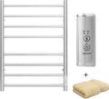 KEG Towel Warmer Wall Mounted with Built-in Timer 8 Bars Electric Stainless Steel Heated Towel Racks for Bathroom, Hot Plug-in Bath Towel Heater Brushed Nickel (TW-8-BN)