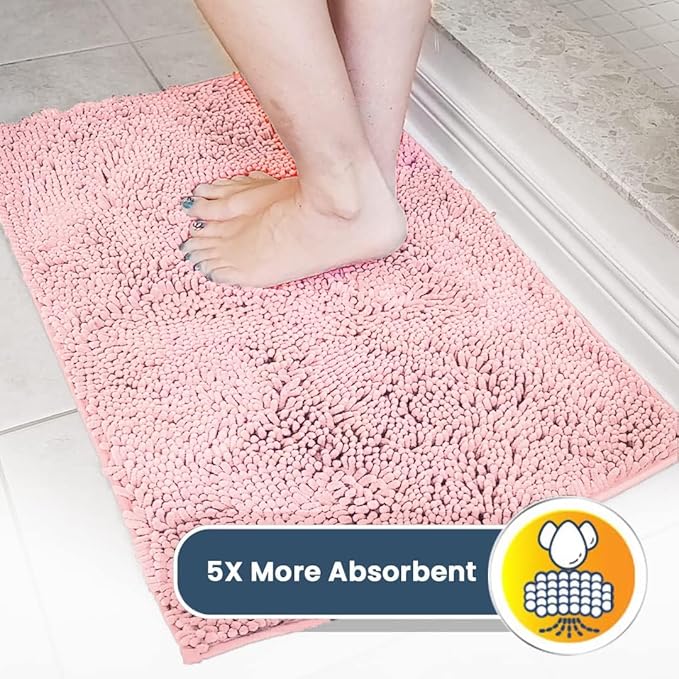 Muddy Mat® Original Dog Door Mat for Muddy Paws, Super Absorbent Microfiber, Non-Slip Washable Pet Rug, Quick Dry Chenille Entryway Carpet, Machine Washable Indoor Outdoor mat, Pink 48"x72"