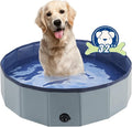 Foldable Dog Bath Swimming Pool Plastic Kiddie Pool Professional Tub Collapsible Grooming Bathtub for Pets Kids Baby and Toddler, 32 x 8 Inches Gray