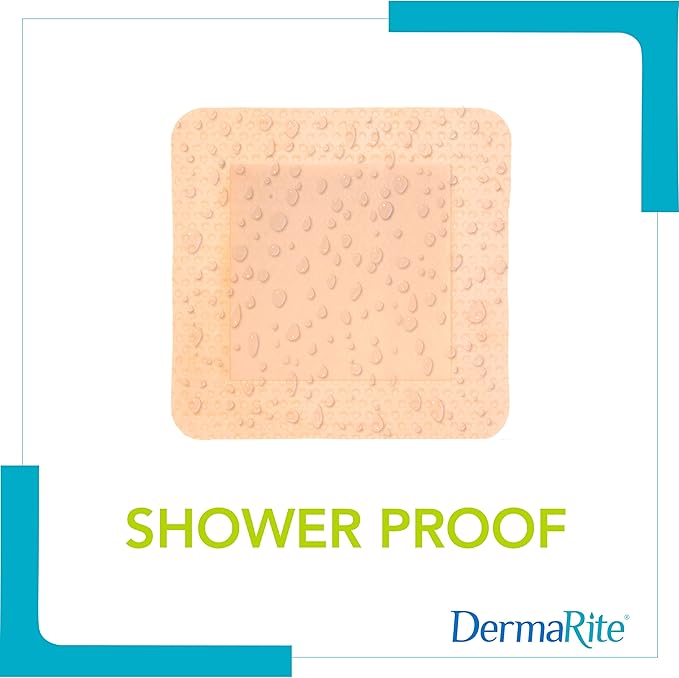 DermaRite's ComfortFoam Border, Foam Wound Dressing - Flexible and Soft Silicone, Self Adhesive, No Natural Rubber Latex - 4 in. x 4 in., 1 Count, 10 Packs, 10 Total