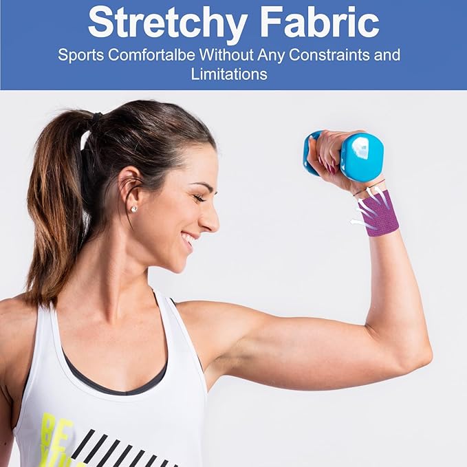 24 Pack 2 Inch x 5 Yards Self Adhesive Bandage Wrap, Elastic Cohesive Wrap 2 inch Vet Wrap Bandage Tape, Purple Grip Tape for Athletic, Sports, First Aid Medical, Wrist, Ankle Sprains