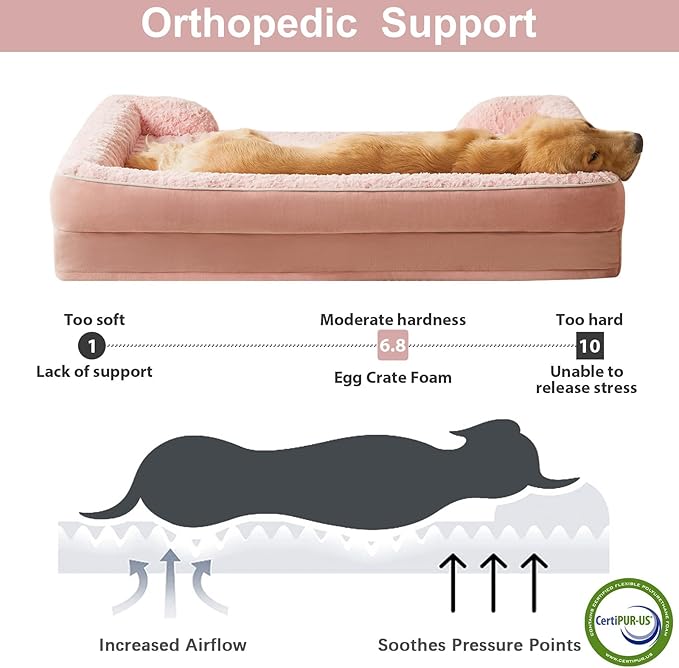 WNPETHOME Dog Beds for Large Sized Dogs, Washable Orthopedic Dog Couch Sofa Bed with Waterproof Lining & Non-Skid Bottom for Pet Sleeping